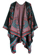Urban CoCo Women's Color Block Shawl Wrap Open Front Poncho Cape - color: Series 29-red