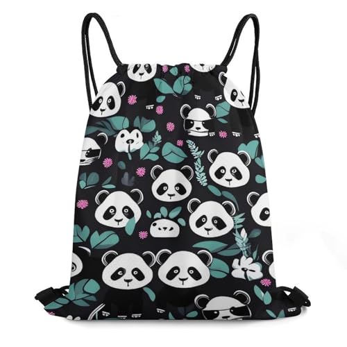 Panda Bamboo Star Drawstring Backpack Travel Sports Drawstring Bags Portable Storage Gym Bag for Men Women, 35*42cm - color: Style-7