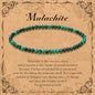 BONNY BOXX Natural Genuine Gemstone Faceted Round Beads Bracelets, 3mm Adjustable Stretchy Tiny Faceted Black Tourmaline Bracelet, Healing Crystal Reiki Chakra Dainty Jewelry Fashion Gifts - color: Malachite