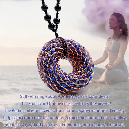 Rodin Coil & Orgone Pendant Necklace for Meditation, Reiki Energy Necklace, Chakra Balancing, Spiritual Protection - style: Lapis lazuli