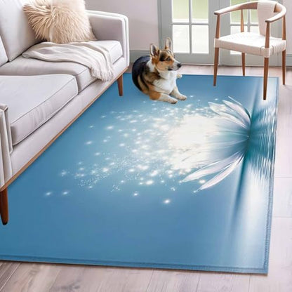 3x5ft Rectangle Rug,Meditation Lotus Flower Washable Area Rugs Non-Slip Accent Rug Asian Zen Spiritual Soft Circle Carpet for Living Room Bedroom Home Office Decor - size: 36x60in