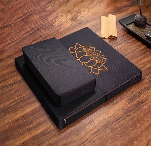 Meditation Mats,Meditation Meditation Mats, Futons, Household Folding, Thickened Fabrics, Coconut Palm, Kneeling Mats(Size:28x28inch,Color:Black) - color: Black, size: 28x28inch