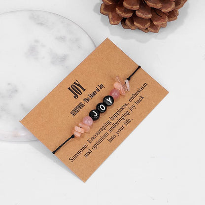 COLORFUL BLING Handmade Healing Chakra Beaded Bracelet with Spiritual Meaningful Card Crystal Natural Stone Strand Bracelet for Women Reiki Yoga Meditation Jewelry Protection Gifts - color: joy