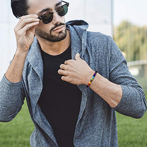M MOOHAM Fathers Day Gift Mens Bracelet - Beaded Natural Stone 8mm Tiger Eye Matte Agate Lava Rock Bracelets for Men Teen Boys Grandpa Dad Birthday Gifts Jewelry - style: Chakra&Lava Rock Bracelet