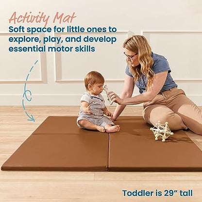 ECR4Kids SoftZone Play Patch Activity Mat Squares, Modular Playmat, Chocolate, 4-Pack - color: Chocolate