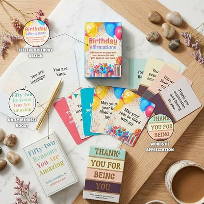 Isaac Liev 150 Affirmation Cards For Women, Appreciation quotes, Motivational and inspirational, 3-Pack Bundle, positivity gift - style: 3-PACK - Birthday, 52 Reasons & Thank You Affirmation