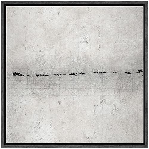 SIGNWIN Framed Canvas Print Wall Art Grunge Industrial Gray Black Line Art Abstract Shapes Illustrations Modern Art Decorative Minimal Calm/Zen for Living Room, Bedroom, Office - 16"x16" Black - color: A28-2212-m1, size: 16"L x 16"W