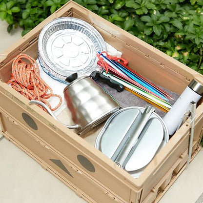 Trusco TR-O50B-A-DNB Thin Folding Container, 11.8 gal (50 L), No Lid, Beige Storage Case, Storage Box - color: beige, style: Locking lid included