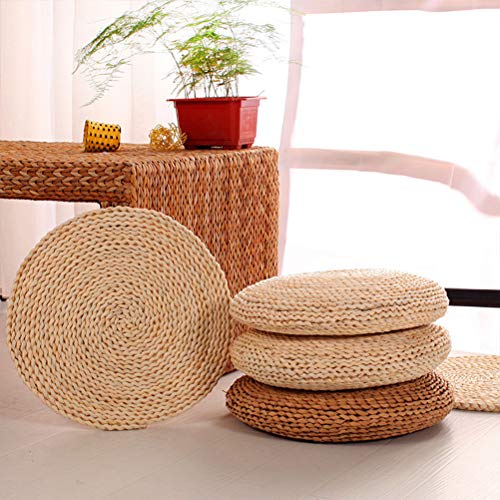 1PCS Round Straw Cushion Yoga Meditation Cushion Silk Padding Floor Mat(30 * 30cm)