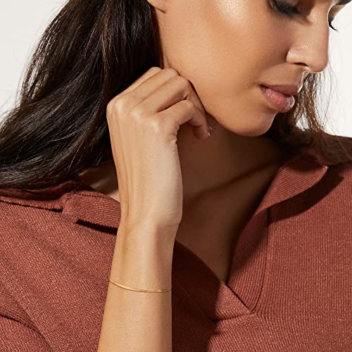 WEARON Gold Bracelet for Women 14K Gold Plated Snake Herringbone Figaro Cuban Bead Paperclip Cable Box Chain Simple Jewelry - style: Snake Chain 2.1mm