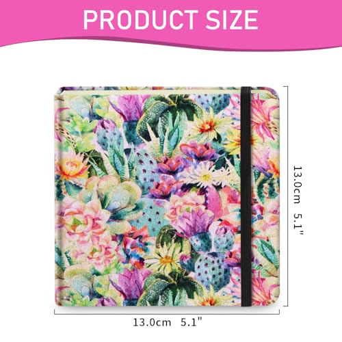 Mifuner Small Square 5x5 80gsm Mini Notebooks Blank Pages Sketchbooks Travel Journal Pocket Hardcover Paint Writing Notebook Blank Diary Memo Planner Sketchbook Fabric Cover, Cactus Flower - color: Cloth-Cactus Flower