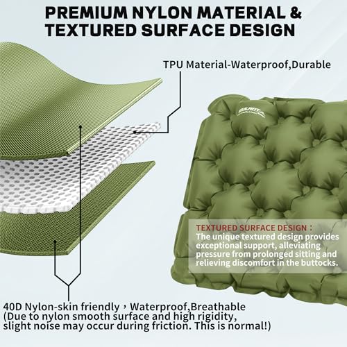 EULANT Inflatable Seat Cushion Lightweight Compact Stadium Seat Pad Camping Travel Air Seat Cushion for Airplane Hiking Bleachers Office Home Sports Events(Green) - color: Green
