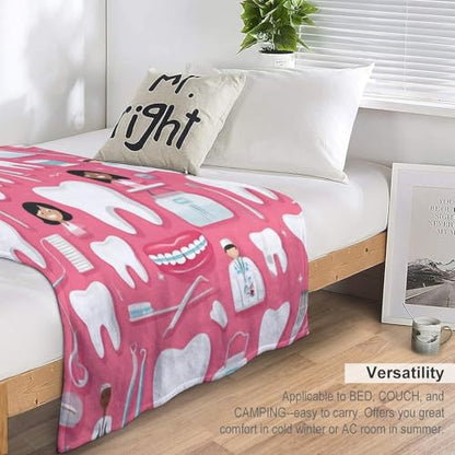 Fashion Bed Sofa Couch Cover, Unisex Blanket, Teeth Dental Seamless Pattern Pink Lightweight Flannel Blanket - color: Color294, size: 30"x40"