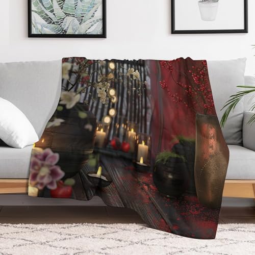 Glowing Massage Stone Throw Blanket, Soft Lightweight Cozy Warm Towels Candle Spa Flannel Blankets for Couch Bed Travel, 50"x60" - color: Glowing Massage Stone, size: 50"x60"