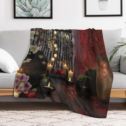 Glowing Massage Stone Throw Blanket, Soft Lightweight Cozy Warm Towels Candle Spa Flannel Blankets for Couch Bed Travel, 50"x60" - color: Glowing Massage Stone, size: 50"x60"