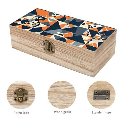 Storage Box Wooden Keepsake Box With Lid Gift Decorative Boxes Wood Keepsake Chest Jewelry Spliced Geometric Shapes Storage Container for Organize Jewelry Keepsake Gift