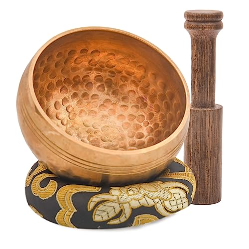 Tibetan Singing Bowl Set-Authentic Cuencos Tibetanos for Sound Healing, Meditation & Chakra Balancing - Includes Cushion, Mallet-Unique Spiritual Gifts for Women and Men (3.2 Inch Bowl) - size: 3.2 Inch Bowl