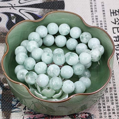 Keleny Natural Gem Semi Precious Gemstones 14mm Round Beads Crystal Stretch Bracelets 7 Inch Unisex - color: 14mm Green Angelite
