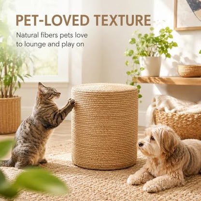 Natural Seagrass Foot Stool, Hand Weaving Round Ottoman, for Living Room, Outdoor Seat (Natural) - color: 14inch Natural Cattail