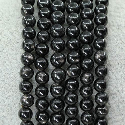Keleny Gem Semi Precious Gemstones 4mm Round Beads Crystal Stretch Bracelet 7 Inch Unisex - color: Black Hypersthene