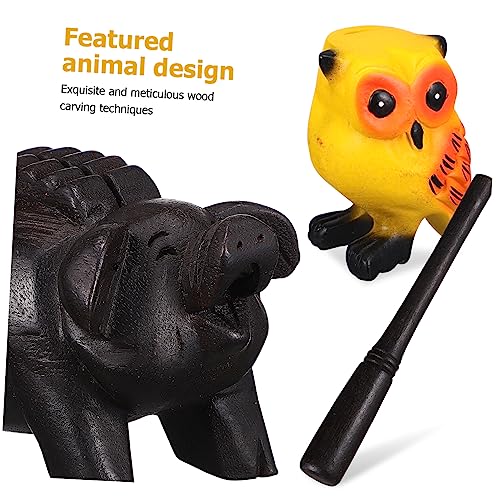 3pcs Wooden Sound Animals Music Block Toad Pig Owl Percussion Instruments for Home Decoration Realistic Sound