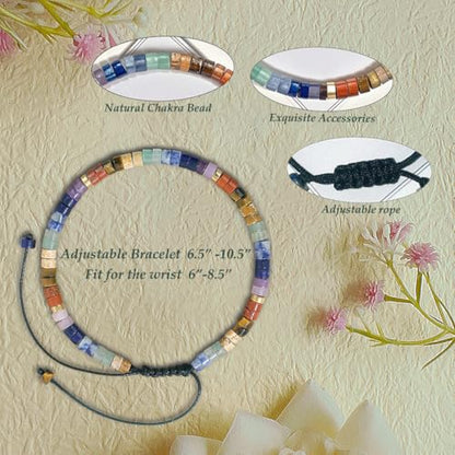 Chakra Bracelets for Women, Healing Crystals Stones Bracelet, 7 Chakras Spiritual Crystal Bracelet Bangle, Yoga Meditation Relax for Womens Anxiety, Stress Relief Gifts For Women - color: Rainbow