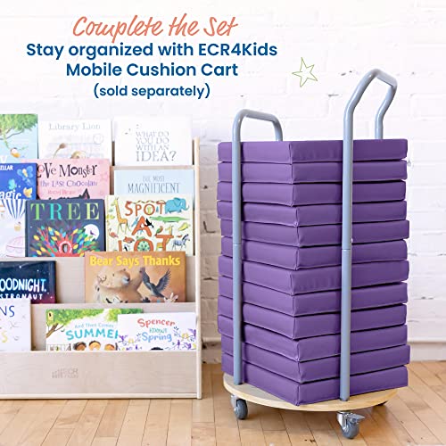 ECR4Kids SoftZone Square Floor Cushions with Handle, Flexible Seating, Purple, 6-Piece - color: Purple