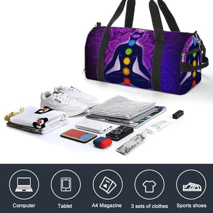 Seven Chakra Yoga Meditation Lotus Purple Mandala Large Capacity Portable Fitness Bag, Easy to Carry - color: Seven Chakra Yoga Meditation lotus purple man