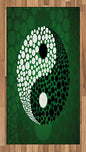 Ambesonne Ying Yang Area Rug, Digital Style Yin Yang Form Nature Themed Meditation Dots Print, Flat Woven Accent Rug for Living Room Bedroom Dining Room, 2' 6" x 5', Green Black White