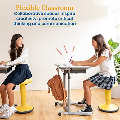 ECR4Kids Sitwell Wobble Stool with Cushion, Adjustable Height, Active Seating, Yellow - color: Yellow