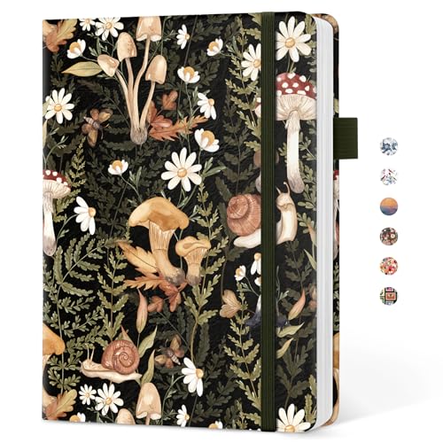 Taja Pretty Lined Journal for Women, Aesthetic Cute Hardcover Leather Journal for Writing, A5 College Ruled Notebook for Work & Note Taking, Perfect for Office School Home, 160 Pages, Mushroom - color: N-Mushroom, style: A-Lined