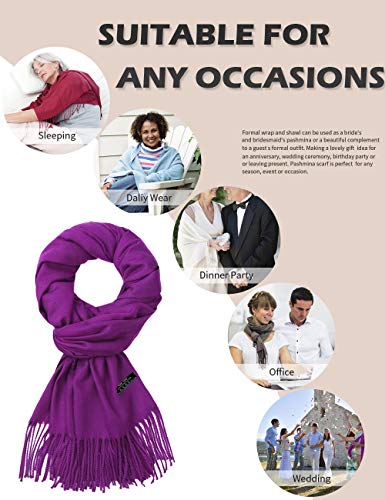 Pashmina Shawl Women Winter Scarf Warm Wedding Wraps Ladies Scarves for Evening Dresses - color: Purple