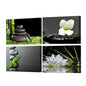 VVOVV Wall Decor Zen Wall Decor Zen Stone Elegant Lotus Flower Painting Green Bamboo Wall Pictures Bathroom Spa Room Decor Framed Gallery Wrap 12"x16"x4 Panels