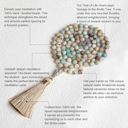 8mm 108 Mala Beads Wrap Bracelet Necklace for Yoga Charm Bracelet Natural Gemstone Jewelry for Women Men - color: Wood with Lotus
