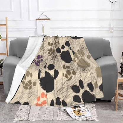 Dog Paws Print 2 Prints Throw Blanket (320g Flannel) Anti-Pilling Warm Fuzzy Blankets for Bed Sofa Couch Travel 40x30 Inch - color: Dog Paws Print 2, size: 40x30 Inch