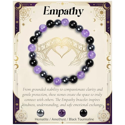 Bivei Protection Bracelet, Strength Crystal Healing Bracelet 8MM - Spiritual Stretch Beaded Jewelry for Women Men Gift - color: Empathy