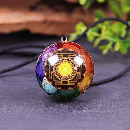 Day Day Up 7 Chakra Gemstone Reiki Energy Crystals Chakra Orgonite Pendant Necklace For Good Luck Yoga Meditation Jewelry - style: orgone pendant