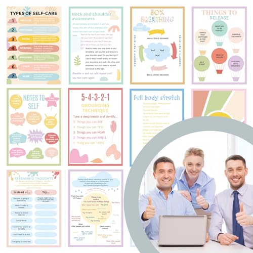 72 Pcs Anxiety Coping Skill Cards Social Anxiety Relief & Self Care Flashcard with Metal Binder Rings Coping Strategy Therapy Cards for Family University and Office(5.9 x 4 Inches)