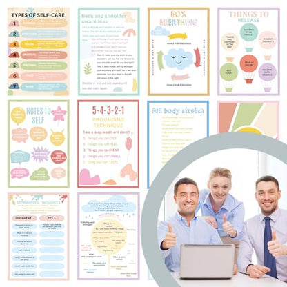 72 Pcs Anxiety Coping Skill Cards Social Anxiety Relief & Self Care Flashcard with Metal Binder Rings Coping Strategy Therapy Cards for Family University and Office(5.9 x 4 Inches)