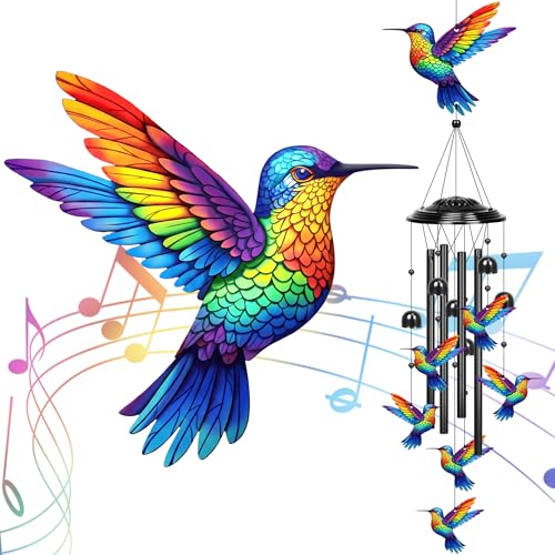 YHmall Wind Chimes for Outside, 35 in Mothers Day Hummingbird Gardening Gifts for Mom Women Grandma Colorful Metal Windchimes Outdoors Hummingbird Garden Decor for Home Yard Patio