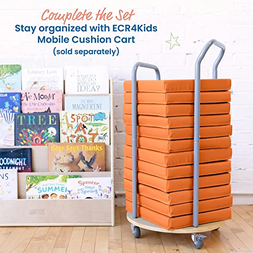 ECR4Kids SoftZone Floor Cushions, Square, Flexible Seating, Orange, 6-Piece - color: Orange