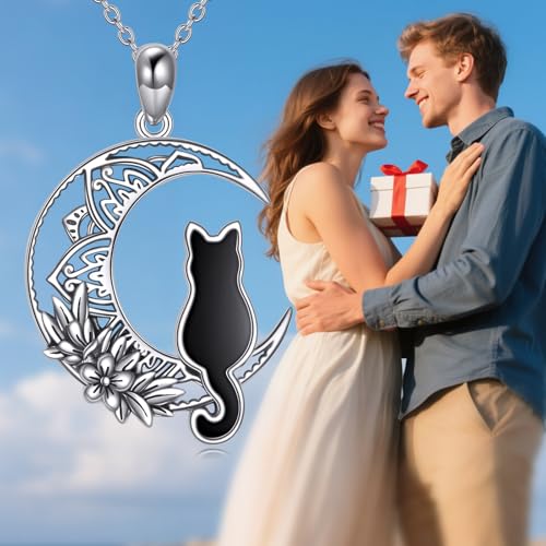 Animal Necklace 925 Sterling Silver Pendant Jewelry Gift for Women Animal Lover - style: Cat01
