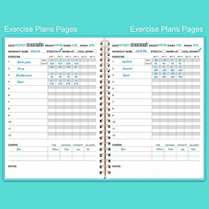 Fitness Planner for Women & Men - A5 Workout Log Book/Exercise Log to Track Weight Loss, Gym, Bodybuilding Progress - Daily Health & Wellness Journal, 5.8X8.25 In Workout Book - style: Teal
