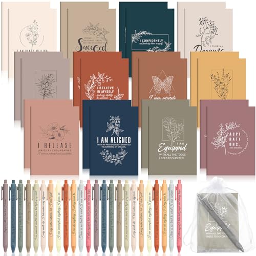 96 Pcs Positive Affirmation Gift Set Gratitude Notebooks with Pens Small Bags Motivational Encouragement Notepads Daily Affirmations Journal for Women Stress Relief Self Care (Simple) - style: Simple