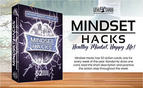 Mindset Hacks Cards - Fun Weekly Action Program Designed To Build Your Winning Mindset! Motivational Cards, Positive Affirmation Tool, Perfect Mental Health Gift!