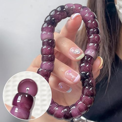 Roe Dolph Bodhi Bead Fidget Anxiety Bracelet for Women Men Chunky Stretch Beaded Mindful Jewelry Daily Reminder Gift for Mom Wife Friend - color: A5:purple