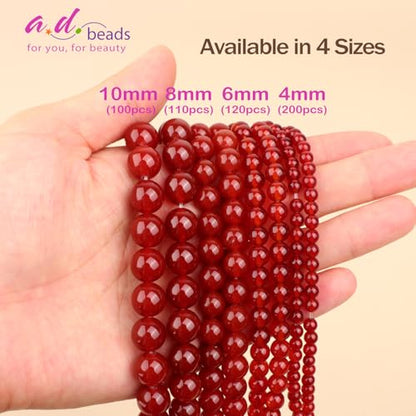 AD Beads 8mm Natural Round Loose Beads 110 Pieces, for Making 108 Mala Prayer Beads Necklace, Bracelet & Yoga Meditation, Jewelry Design (Carnelian) - color: Carnelian, size: 8mm-110pcs
