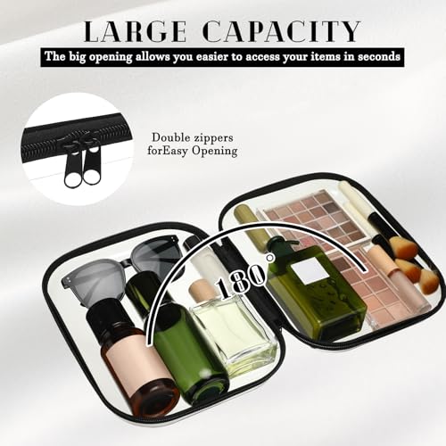 Hoolerry 6 Pcs Hard Clear Zipper Case Transparent Zipper Hard Pouch for Snacks Makeup Bag Plastic Cosmetic Bag Portable Travel Organizer for Makeup Storage(Black,Big,Medium,Small)