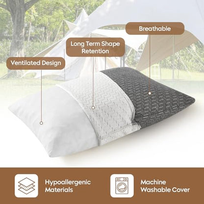 Small Shredded Memory Foam Pillow, Camping Pillow Travel Pillow - Compressible Medium Firm, Breathable Cover, Ideal Backpacking Hiking, Airplane and Car - color: Grey, size: S-16 X 12 Inch