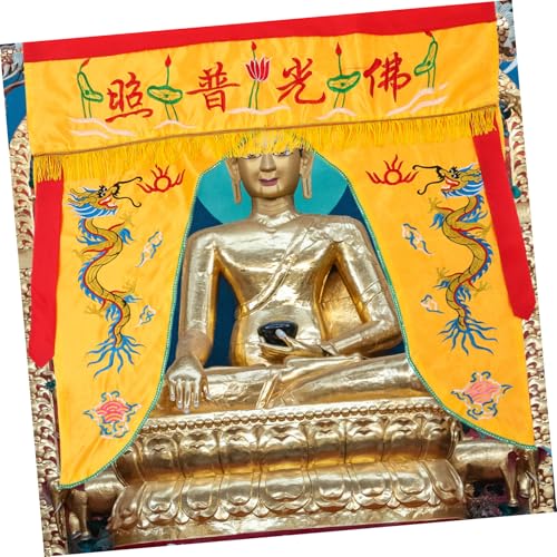 Cabilock Buddhist Temple Embroidered Hanging Curtain Worship Cloth Decorative Buddha Cover for Spiritual Adornment for Meditation Spaces